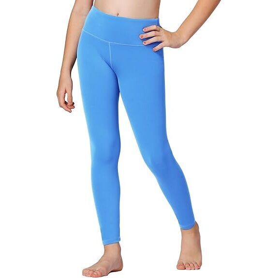 Girls Athletic Leggings Kids Dance Workout Running Yoga Pants With Hidden Pocket